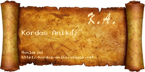 Kordos Anikó névjegykártya